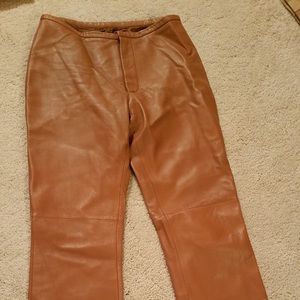 Burnt Orange Leather Pants Lined